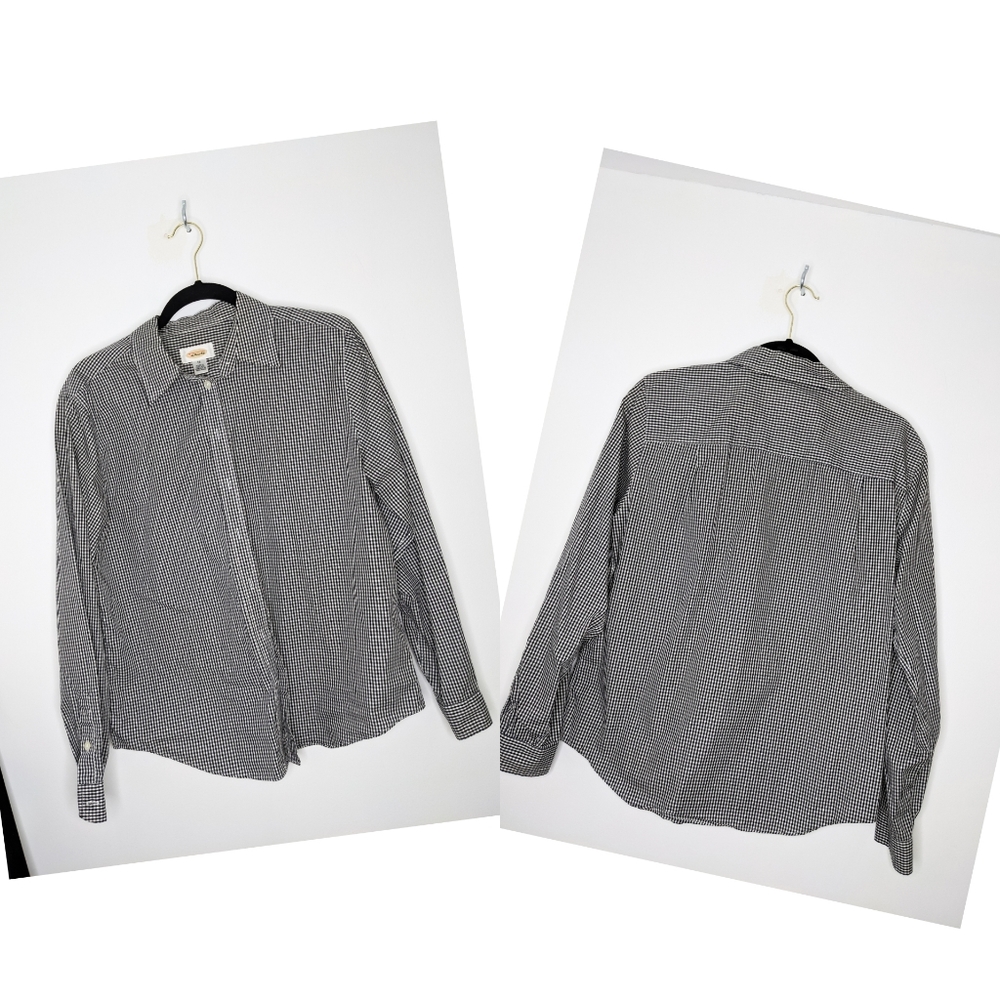 Talbots Black white shirt woman size 12